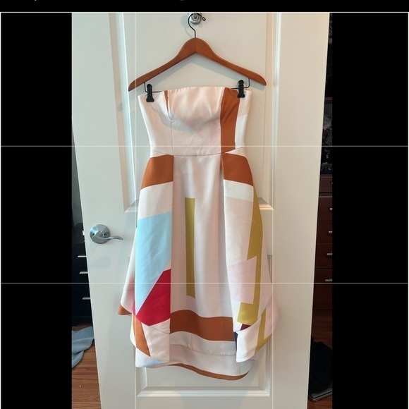 C/MEO Collective Vibrant Strapless Hi-Low Midi Dress In Color Block Dress Size S - Picture 2 of 16